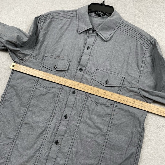At Collins Shirt Mens Large Gray Affliction Style Embroidered Damask Y2K Button - Picture 4 of 9